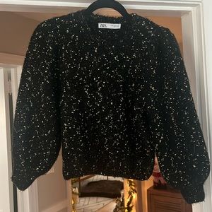 Zara black sweater w gold accent